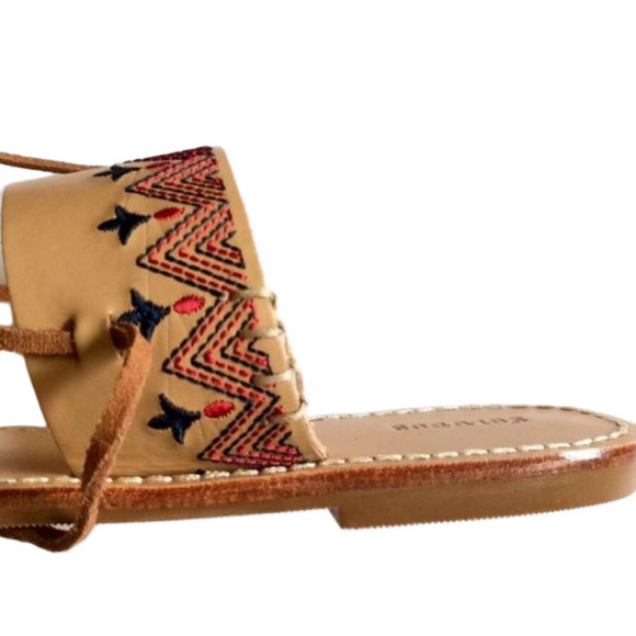 Soludos embroidered lace up leather sandals size 9 (boho, festival, summer) - Picture 7 of 9